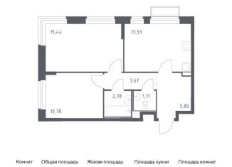 Двухкомнатная квартира на продажу, 53.5 м2, поселение Филимонковское, жилой комплекс Квартал Марьино, к1