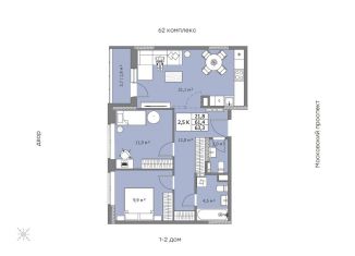 Продам двухкомнатную квартиру, 63.3 м2, Набережные Челны, ЖК Притяжение