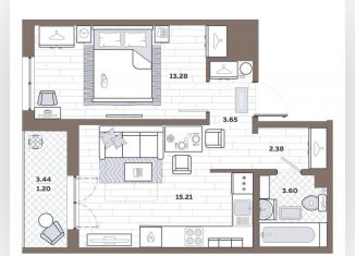 Продажа 1-ком. квартиры, 37.7 м2, посёлок Новогорелово, Промышленная улица, ЖК Новое Горелово