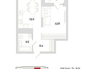 1-комнатная квартира на продажу, 40.8 м2, Пензенская область