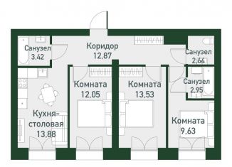 Продаю 3-ком. квартиру, 73.4 м2, Екатеринбург, Ленинский район