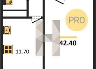 Продаю 1-ком. квартиру, 42.4 м2, Краснодар, ЖК Фреш, улица имени Валерия Гассия, 4/7лит2