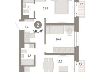 Продам двухкомнатную квартиру, 58.5 м2, Москва, ВАО