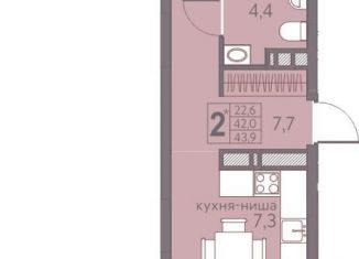 Продается двухкомнатная квартира, 43.9 м2, Пермь, ЖК Погода, Серебристая улица, 7