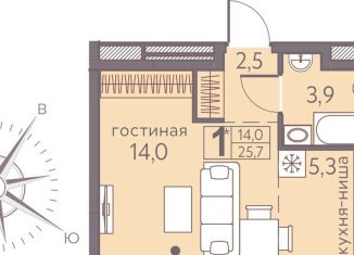 Продается квартира студия, 25.7 м2, Пермь, ЖК Погода, Серебристая улица, 7