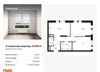 Продаю двухкомнатную квартиру, 54 м2, Москва, Берёзовая аллея, 17к2, ЖК Грин Парк