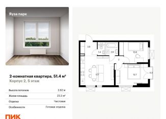 2-комнатная квартира на продажу, 51.4 м2, Мытищи, жилой комплекс Яуза Парк, 1