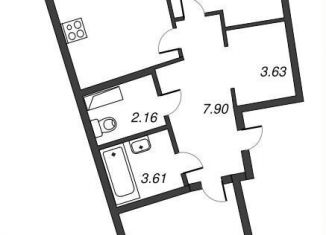 Двухкомнатная квартира на продажу, 61.6 м2, Мурино