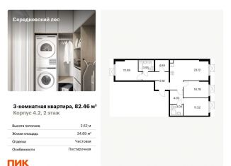 Продается 3-комнатная квартира, 82.5 м2, поселение Филимонковское, ЖК Середневский Лес
