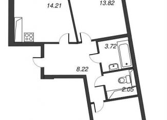 Продажа 2-комнатной квартиры, 61.9 м2, Мурино