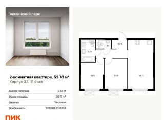 Продается 2-комнатная квартира, 52.8 м2, городской посёлок Новоселье, ЖК Таллинский Парк, жилой комплекс Таллинский Парк, 3.1