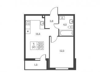 Продается 1-ком. квартира, 37.3 м2, Ленинградская область