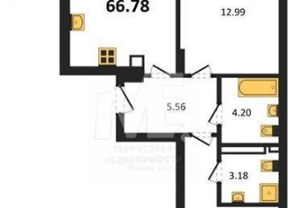 Двухкомнатная квартира на продажу, 66.8 м2, Калининградская область, Батальная улица, 65Б