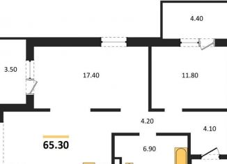 2-ком. квартира на продажу, 65.3 м2, Новосибирск, ЖК Галактика, улица Николая Островского, 195/6