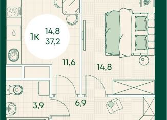 1-ком. квартира на продажу, 37.2 м2, Адыгея