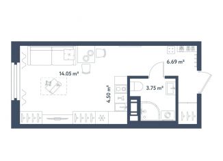 Продам квартиру студию, 29 м2, Санкт-Петербург, муниципальный округ Московская Застава