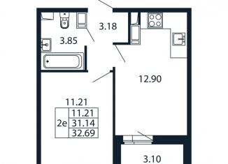 Продажа 1-ком. квартиры, 34.2 м2, Мурино, Ручьёвский проспект, 20