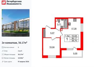 Продается 1-ком. квартира, 36.2 м2, Санкт-Петербург, Московский район