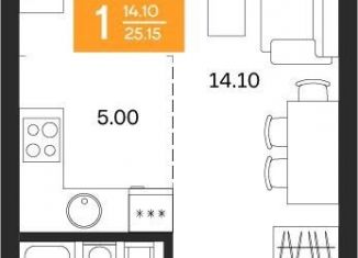 1-ком. квартира на продажу, 25.2 м2, Республика Башкортостан, улица Нуриманова, 25