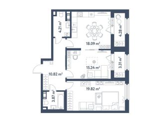 Продается двухкомнатная квартира, 75.9 м2, Санкт-Петербург, муниципальный округ Московская Застава