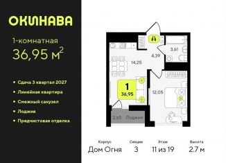 Продам 1-комнатную квартиру, 37 м2, Тюмень