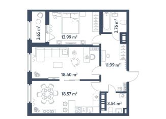 Продается двухкомнатная квартира, 72.1 м2, Санкт-Петербург, муниципальный округ Московская Застава