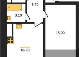 Продам однокомнатную квартиру, 46.9 м2, Воронежская область, улица Фёдора Тютчева, 107