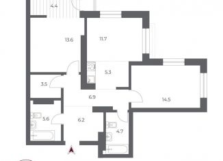 Продается 3-комнатная квартира, 74.2 м2, Новосибирская область