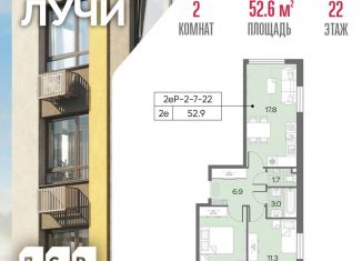 Продажа двухкомнатной квартиры, 52.6 м2, Москва, район Солнцево, Производственная улица, 17