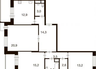 Продается трехкомнатная квартира, 90.2 м2, деревня Ивановское, улица Семёна Гордого, 3