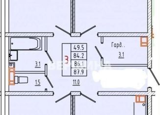 Продается трехкомнатная квартира, 87.7 м2, Пятигорск, улица Нежнова, 21