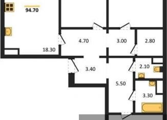 Продается трехкомнатная квартира, 94.7 м2, Воронеж, Железнодорожный район, улица Фёдора Тютчева, 107