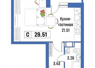 Квартира на продажу студия, 29.5 м2, Мурино