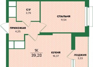 Продается однокомнатная квартира, 39.3 м2, Тульская область