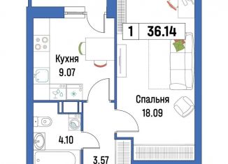 Продажа однокомнатной квартиры, 36.1 м2, Мурино, ЖК Урбанист