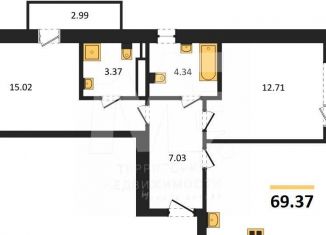 Продаю 2-ком. квартиру, 69.4 м2, Барнаул, Молодёжная улица, 4