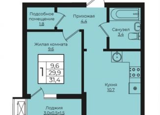 Продаю 1-ком. квартиру, 31.4 м2, Краснодар, Прикубанский округ, жилой комплекс Европа Клубный Квартал 6, лит1