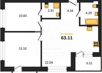 Продается 2-комнатная квартира, 63.1 м2, Калининградская область