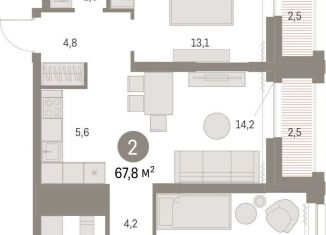 Продаю 2-ком. квартиру, 67.8 м2, Новосибирская область