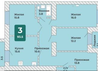 Продажа 3-ком. квартиры, 93.4 м2, Чувашия, Новогородская улица, поз2.23