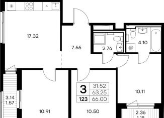 Продается 3-комнатная квартира, 66 м2, городской посёлок Новоселье