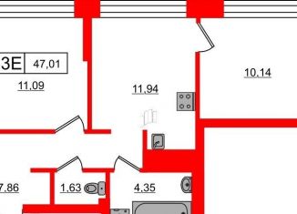 2-ком. квартира на продажу, 47 м2, Санкт-Петербург, улица Челюскина, 8, ЖК Голден Сити