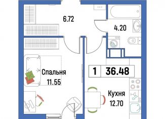 1-ком. квартира на продажу, 36.5 м2, Мурино, ЖК Урбанист