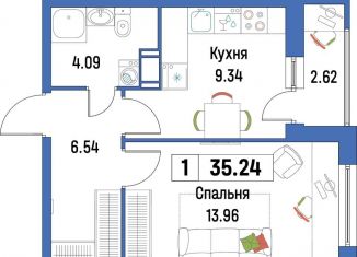 Продажа 1-ком. квартиры, 35.2 м2, Мурино, ЖК Урбанист