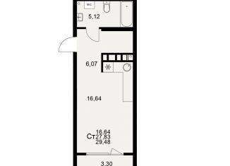 Продам 1-ком. квартиру, 29.5 м2, Рязанская область