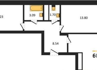 Продается 2-ком. квартира, 60.3 м2, Воронеж, улица Рокоссовского, 47