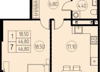 Продается 1-комнатная квартира, 46.8 м2, Пушкино