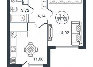 Продам 1-ком. квартиру, 37.3 м2, Тверь