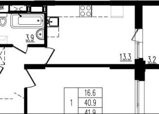 Продажа 1-ком. квартиры, 42.2 м2, деревня Пирогово, улица Ильинского, 8