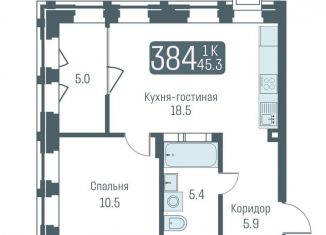 Продажа 1-комнатной квартиры, 42.8 м2, Новосибирск, метро Студенческая